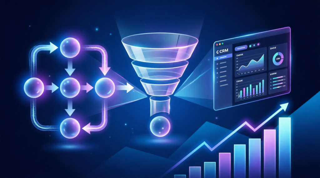 Our GoHighLevel Services including CRM setup, workflow automation, sales funnels, AI integrations, and pipeline management by HireVA.