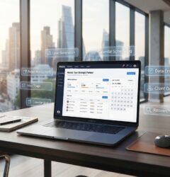 A streamlined remote office dashboard setup illustrating scalable B2B virtual assistant services.