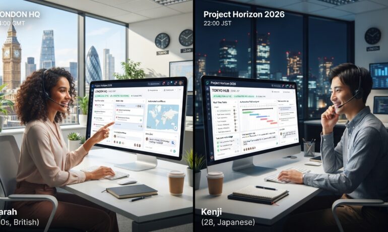 Project management virtual assistant organizing tasks, team collaboration, project timelines, workflow automation, CRM management, and business productivity.