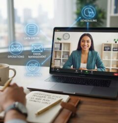 A modern corporate digital dashboard layout representing professional virtual assistant outsourcing setups.
